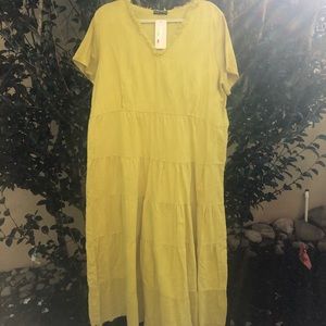 NWT linen dress chartreuse
